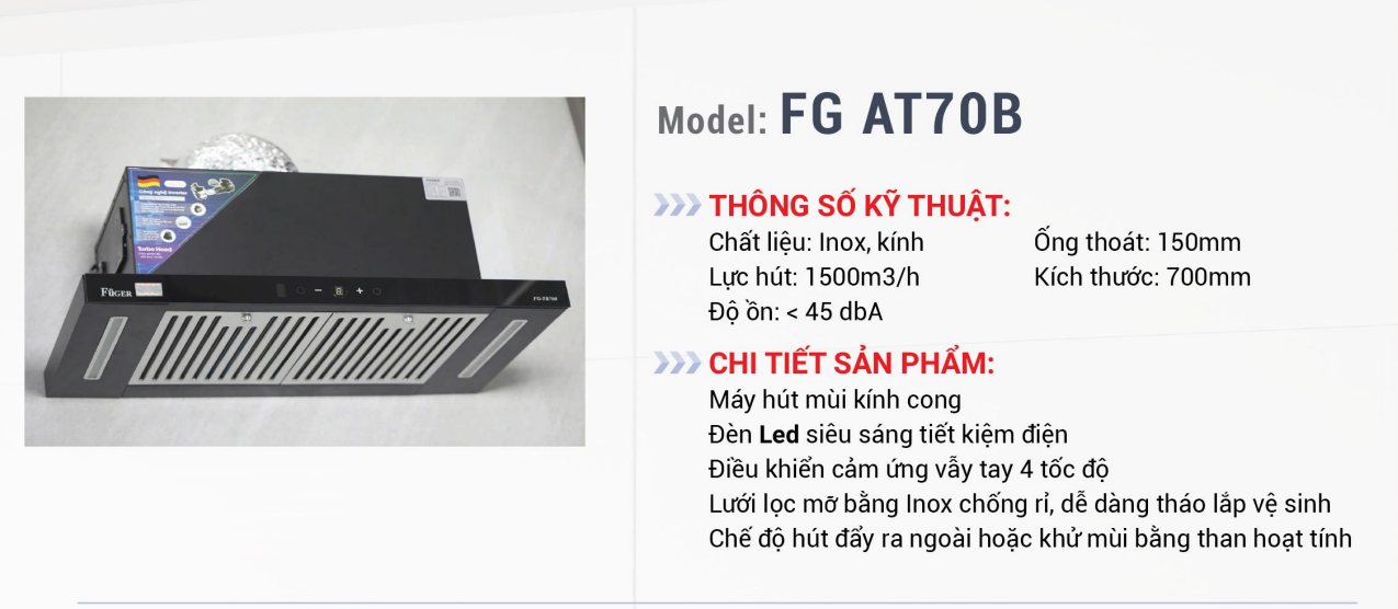 Hút Mùi Âm Tủ Cảm Ứng Fuger