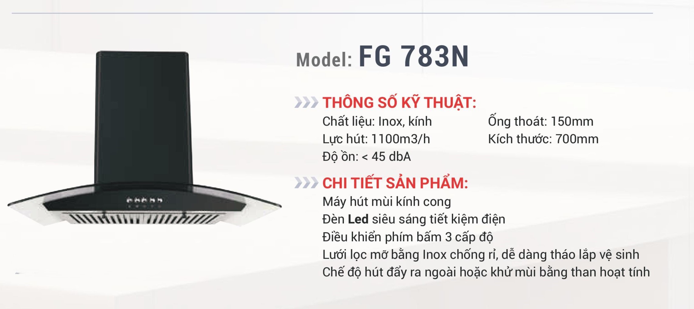 Máy Hút Mùi Kính Cong Fuger